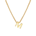 Gold plated stainless steel letter M necklace with elegant twist chain for women - Letter M