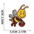Detail of cartoon bee embroidery patch with honey pot and dimensions 6x5.5cm - Little Bee Flying To Honey Jar Style (W18MF-12-18)