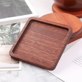 Square black walnut coaster with recessed design for slip-resistant wooden tea trays - Ebony Wood Square Grooved 8.8cm