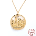 Detailed close-up of S925 sterling silver city skyline pendant with gold plating - 925 Silver / Chicago (Gold)