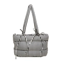 Moderne schwarz-weiß gestreifte Stepptasche mit Schleifendetails für Damen - Schwarz