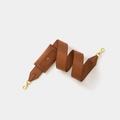 Brown Epsom leather bag strap with gold metal hooks and a small detachable pouch - Brown Strap Gold Buckle