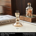 European vintage amber glass candle holder with 9cm height for romantic table decor - Small Gourd Stem Glass Candle Holder / Amber
