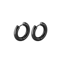 Minimalist small round black stainless steel huggie hoop earrings for daily wear - 16mm Pair / Black