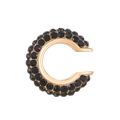 Ear cuff a C in oro rosa con pietre nere e dettagli scintillanti in strass - Diametro Esterno 1.3cm / Oro Nero (2308)