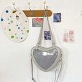 Light beige heart-shaped Ita bag with transparent window and adjustable strap - With Display Board / Light Gray