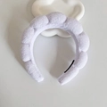 Plush light purple sponge cloud headband with soft textured fabric for women - White