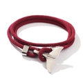 Bracciale intrecciato rosso con ciondolo a coda di balena argento doppio giro - Corda Rossa Coda di Balena Argento