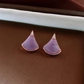 Elegant rose gold fan-shaped earrings with purple stone and zircon accents - 47# Rose Gold - Purple Fan Shape (Silver Earring Post)