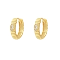 Eleganti orecchini a cerchio in argento S925 dorato con zircone marquise e trama rigata - Oro