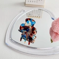 Mini acetic acid hair claw clip with colorful blue, red and orange patchwork patterns - 3.5cm / Marbled Blue