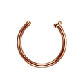 Macro shot of a rose gold C-shaped nose ring with polished finish on white background - Style A / 0.8x8mm / Rose Gold