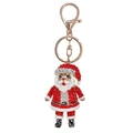 Détail d'un porte-clés Père Noël avec strass rouges et blancs sur fermoir doré - Père Noël