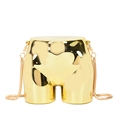 Unique gold body-shaped acrylic crossbody bag with a sleek metallic snake chain strap - Gold