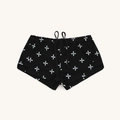 Pantaloncini cargo neri da esterno a vita bassa con stampa a croce e coulisse - S / Giardino Nero