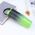 Detail of 30oz black and green gradient stainless steel tumbler with handle and straw - Black Green Gradient