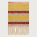 Écharpe en mohair à carreaux beige, jaune et brun avec des bords à franges doux - Rayures Orange Jaune