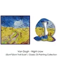 Carré de soie en sergé imprimé peinture Van Gogh corbeau foulard de cou 53x53cm - Van Gogh-Champ de blé aux corbeaux / 53cmx53cm
