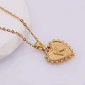 Golden titanium steel heart necklace with hammered texture and letter K pendant - K (With Chain)