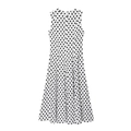 Abito midi bianco senza maniche a pois neri con silhouette svasata in stile retrò - XS / Pois Bianchi