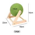 Large cat sisal ball scratching toy with a solid wood stand for feline nail grooming - Wooden V Green Sisal Ball (15cm)