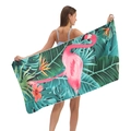 Mikrofaser Strandtuch mit rosa Flamingo und tropischem Palmenblatt Druckmuster - 80*160cm / Flamingo Pflanzen