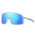 White TR90 polarized sports sunglasses with blue mirrored lens for cycling and hiking - White Frame Ice Blue Lens
