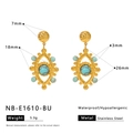 Dimensions détaillées des boucles d'oreilles œil maléfique avec turquoise en acier - Style Goutte Oeil Bleu Clair Doré (NB-E1610-BU)