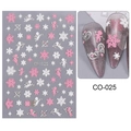Stickers à ongles de Noël roses et blancs CO-025 avec flocons et motifs d'anges - CO-025