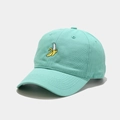 Close-up of cute banana embroidery on a mint green cotton baseball cap with fine texture - M (56-58cm) / Teal
