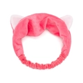 Bandeau à oreilles de chat en peluche rose et blanc pour maquillage et lavage - Rouge pastèque