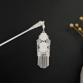 Silver hollow flower hair pin with long dangling tassels for traditional Chinese hairstyles - Hollow Floral Equal Length Tassel (F205-1)