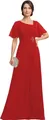 Elegant red chiffon evening gown with butterfly sleeves and rhinestone waist detailing - US size 2 / Top And Bottom / Red