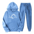 Ensemble survêtement bleu pour homme avec motif de cœur de football et capuche - S (L) / Haut Et Bas / Bleu Ciel 5 (Pouls de Football)