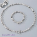 Silver stainless steel OT buckle jewelry set with a 6.8mm chain necklace and bracelet - 6.8mm/20cm Bracelet / Steel