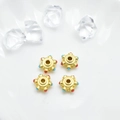 Ancient gold-style enamel gear beads with red and blue accents for DIY jewelry making - Style 2 (Red & Blue Inlay)