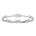 Elegant S925 sterling silver bracelet with pink and yellow butterfly zircon accents - 925 Silver / Three Butterflies Style-16cm (DY150226)