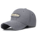 Distressed dark grey cotton baseball cap with Thinking WISHFUL embroidery - Gray