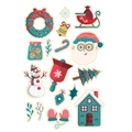 Detailed view of Christmas stickers featuring Santa, snowman, and festive wreath patterns - Christmas Sticker Series 6