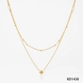 Collier double couche en acier doré avec perles blanches et pendentif étoile - Collier Double Rang (KD1438) / Doré