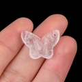 Translucent white quartz butterfly pendant with natural ice crack textures and single hole - White Crystal