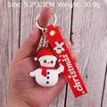 Christmas snowman PVC keychain with red hat and scarf on a golden metal clasp - Christmas Snowman-11