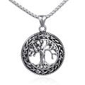 Polished stainless steel Tree of Life pendant with intricate Celtic knot border details - Silver Tree Of Life (Silver + Stainless Steel Chain)