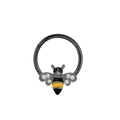 Black bee segment ring with yellow stripes and sparkling cubic zirconia wings - Bee Style / Black