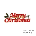 Golden Merry Christmas brooch with red enamel, white rhinestones and green leaves - Merry Christmas Letters