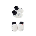 Copripiedi per neonati in cotone con orsetti e polsini blu scuro, due paia - Set Guanti e Scarpine Orso Blu Notte