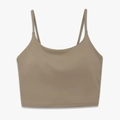 Solid khaki high-intensity sports bra with thin straps and seamless U-neck design - Cocoa