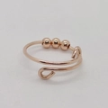 Adjustable rose gold anxiety ring with three rotating beads for stress relief and fashion - Adjustable Open / Rose Gold (Copper)