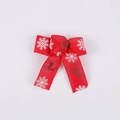 5cm Red Christmas ribbon bow with white snowflakes and brown reindeer patterns - Red with Glitter Reindeer Snowflake / 15x15cm