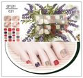 Detail of floral and gold glitter waterproof toe nail stickers with rhinestones on feet - Floral Rhinestone Pure Red Purple Style (QYJ21-021)